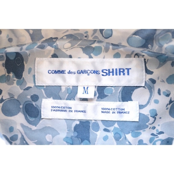 Comme des Garçons - 1990s Cotton 墨流し (suminagashi) Print Shirt - Picture 6 of 10